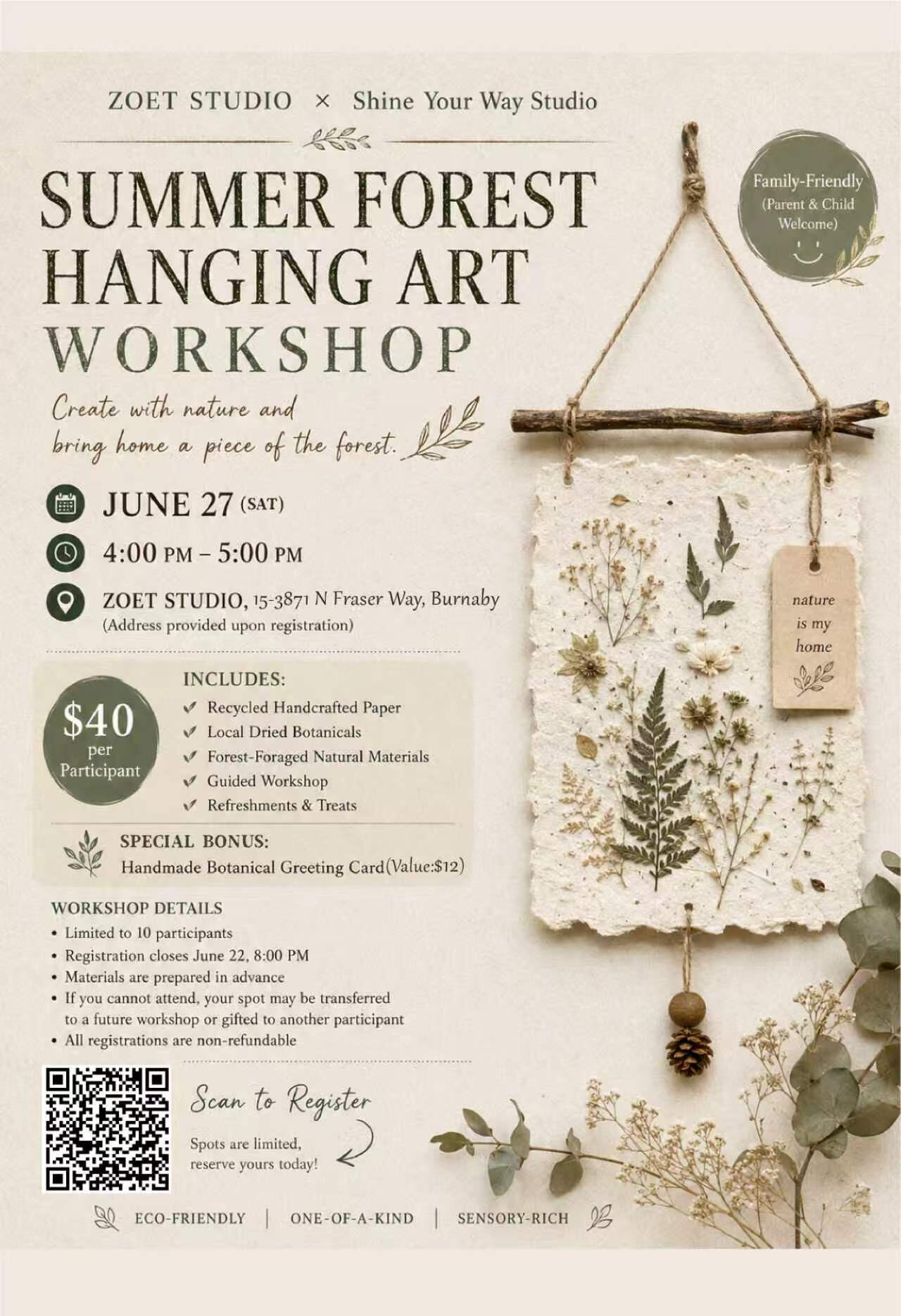 Summer Forest Hanging Art Workshop